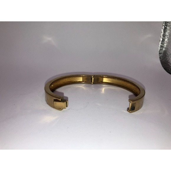 J. Crew Bracelet Polished Gold-Tone Hinged 6.75 Inch Bangle Bracelet! - Picture 6 of 11